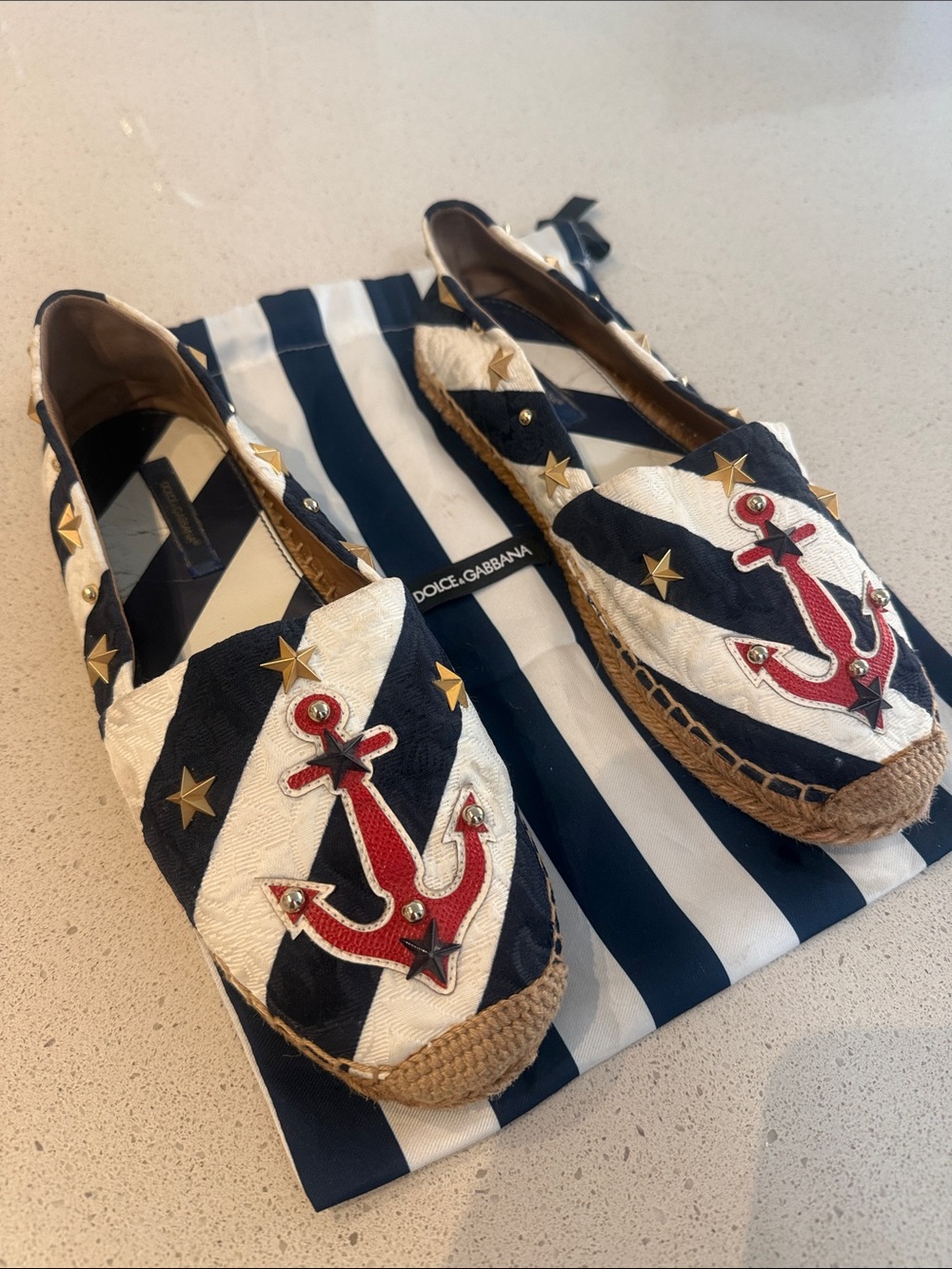 Dolce & Gabbana Star Studded Anchor Espadrilles